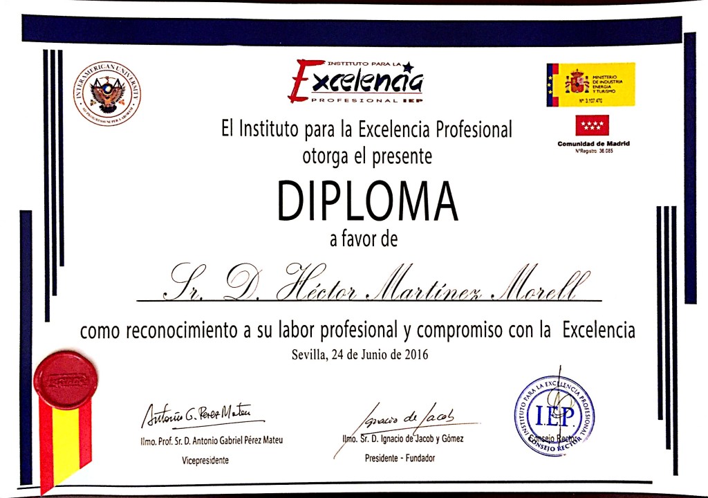 Diploma Excelencia Profesional Hector M. Morell